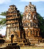 Two prang pagodas of Ayodhya in Thailand